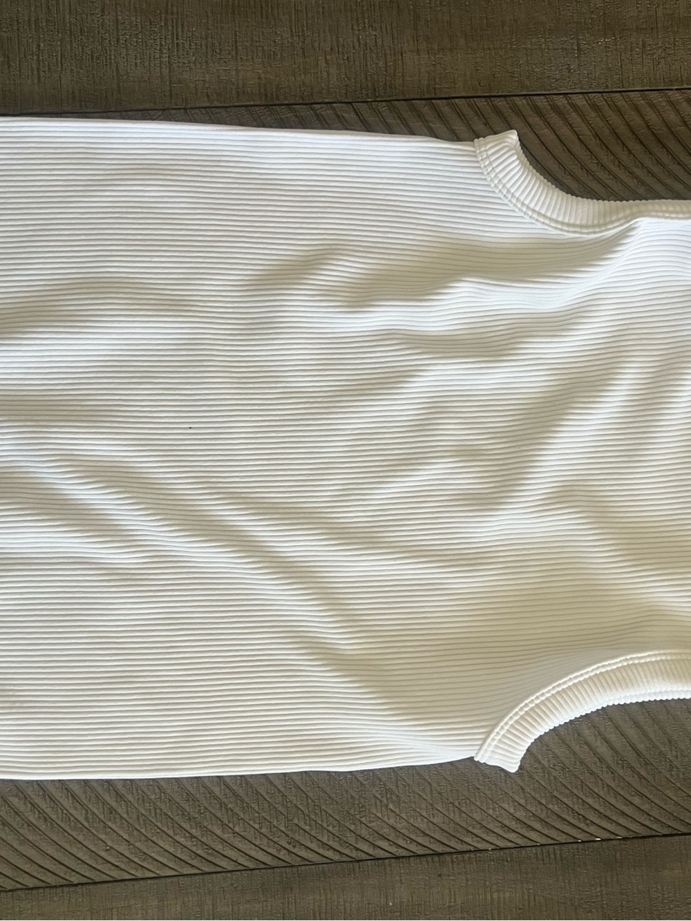 White Ribbed Sleeveless Women's Top